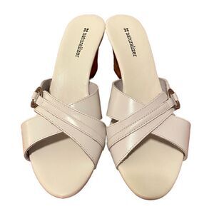 Naturalizer White Leather(Upper) Cork Heel Wedges in Size 8.5M